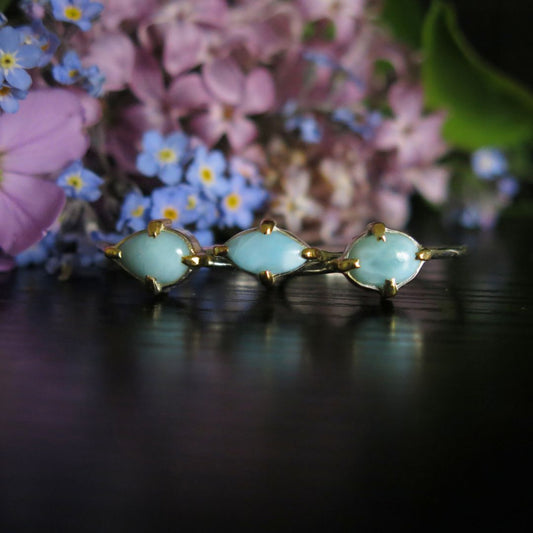 Golden Keeper-Pick your Ring- Mixed Metal Larimar Sterling Silver Ring