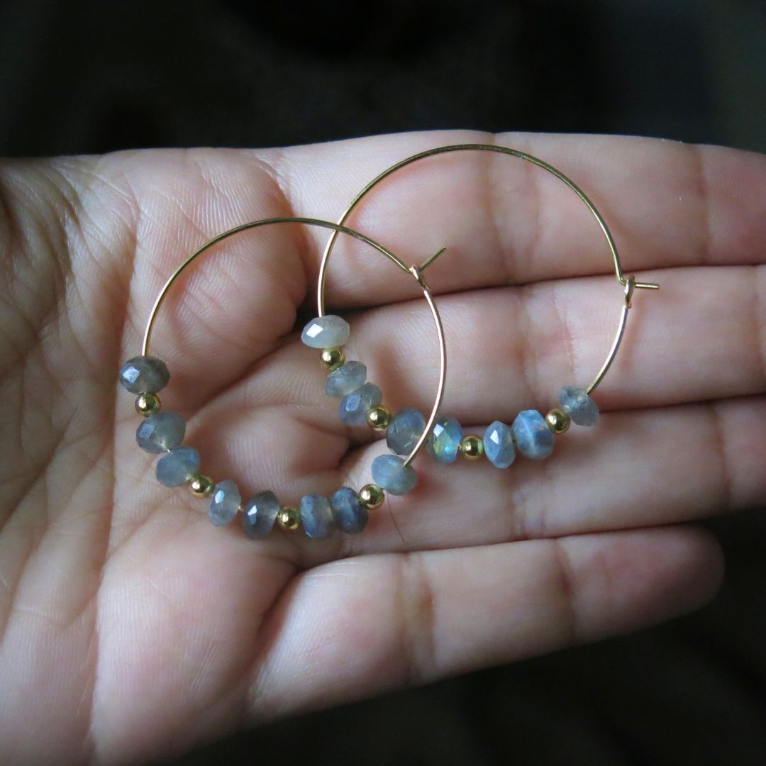 Cosmic Shimmer Labradorite Hoop Earrings
