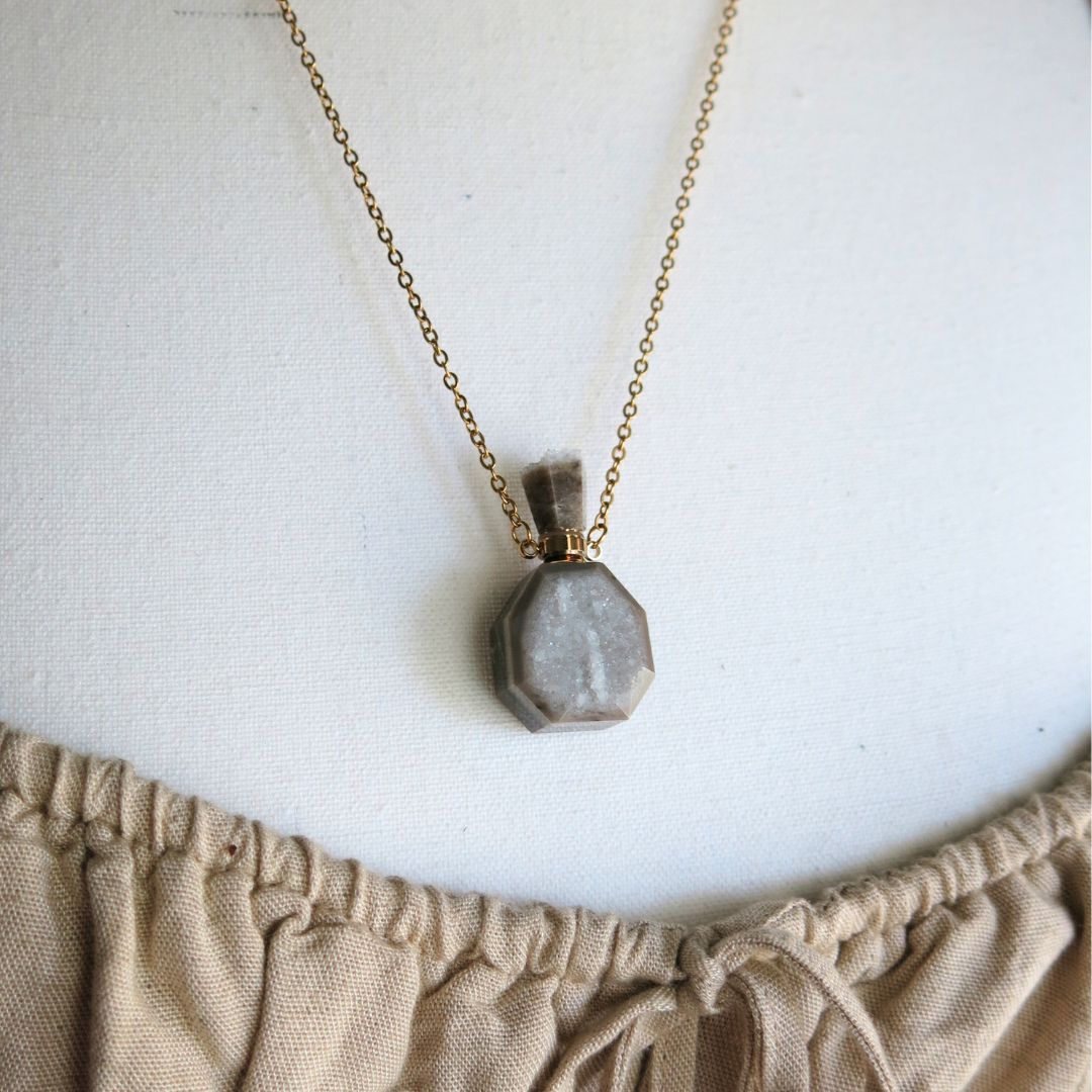 Agate Perfume / Oil Vial Necklace