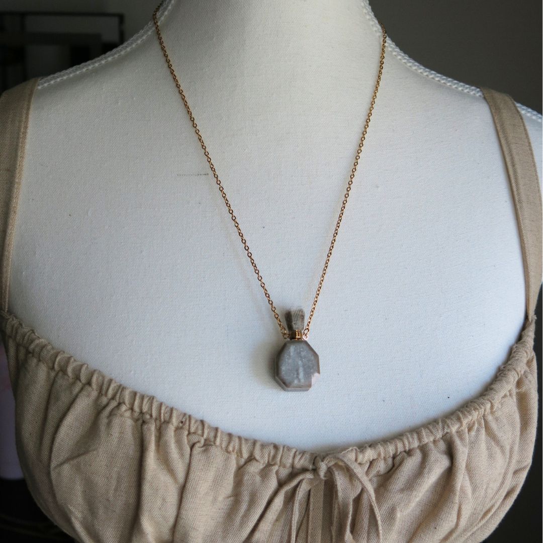 Agate Perfume / Oil Vial Necklace