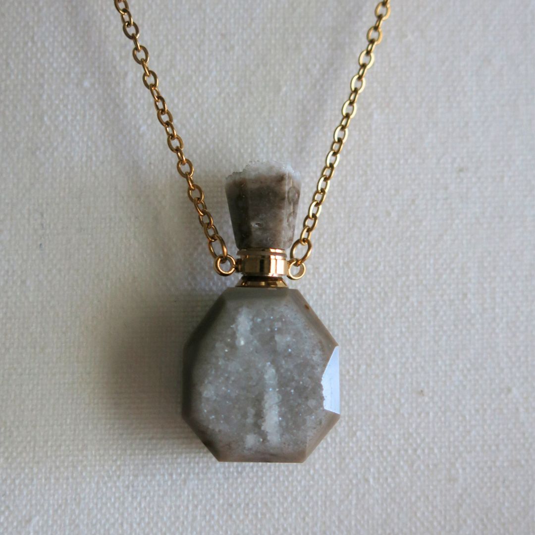 Agate Perfume / Oil Vial Necklace