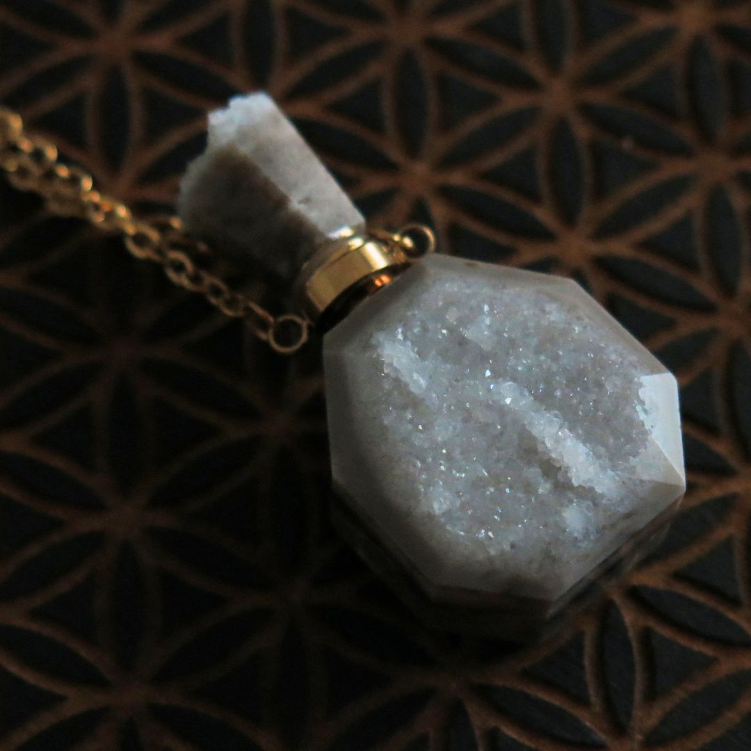 Agate Perfume / Oil Vial Necklace