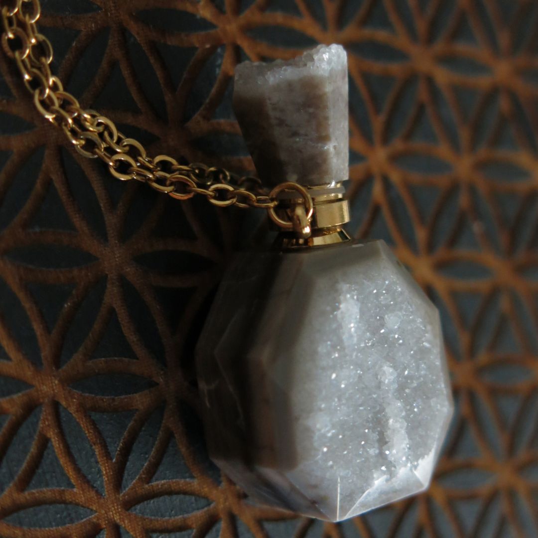 Agate Perfume / Oil Vial Necklace
