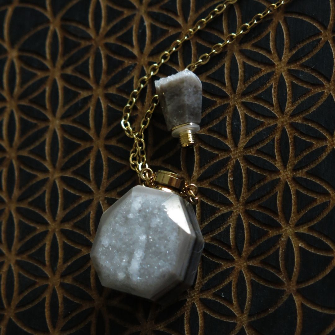 Agate Perfume / Oil Vial Necklace