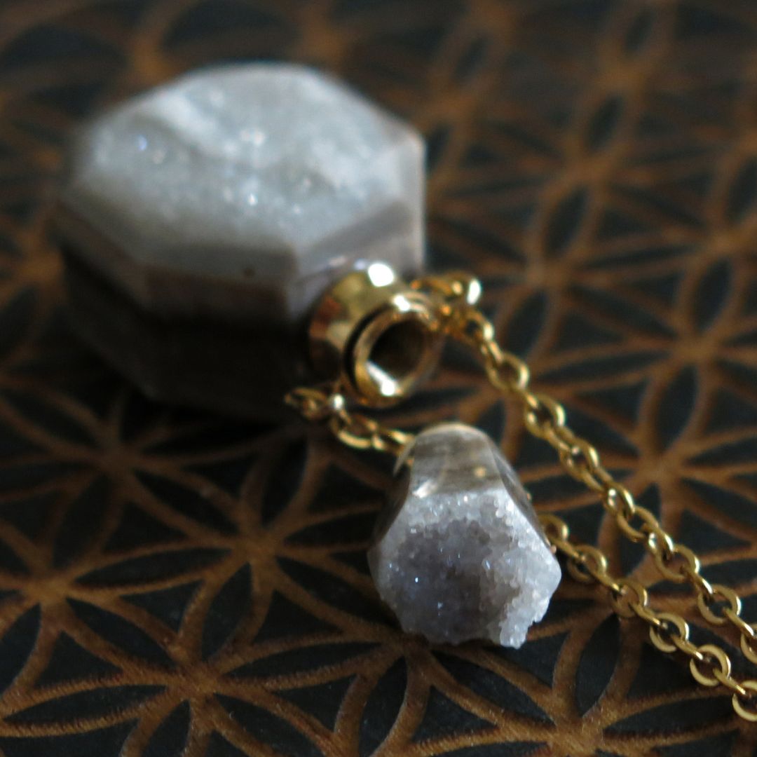Agate Perfume / Oil Vial Necklace
