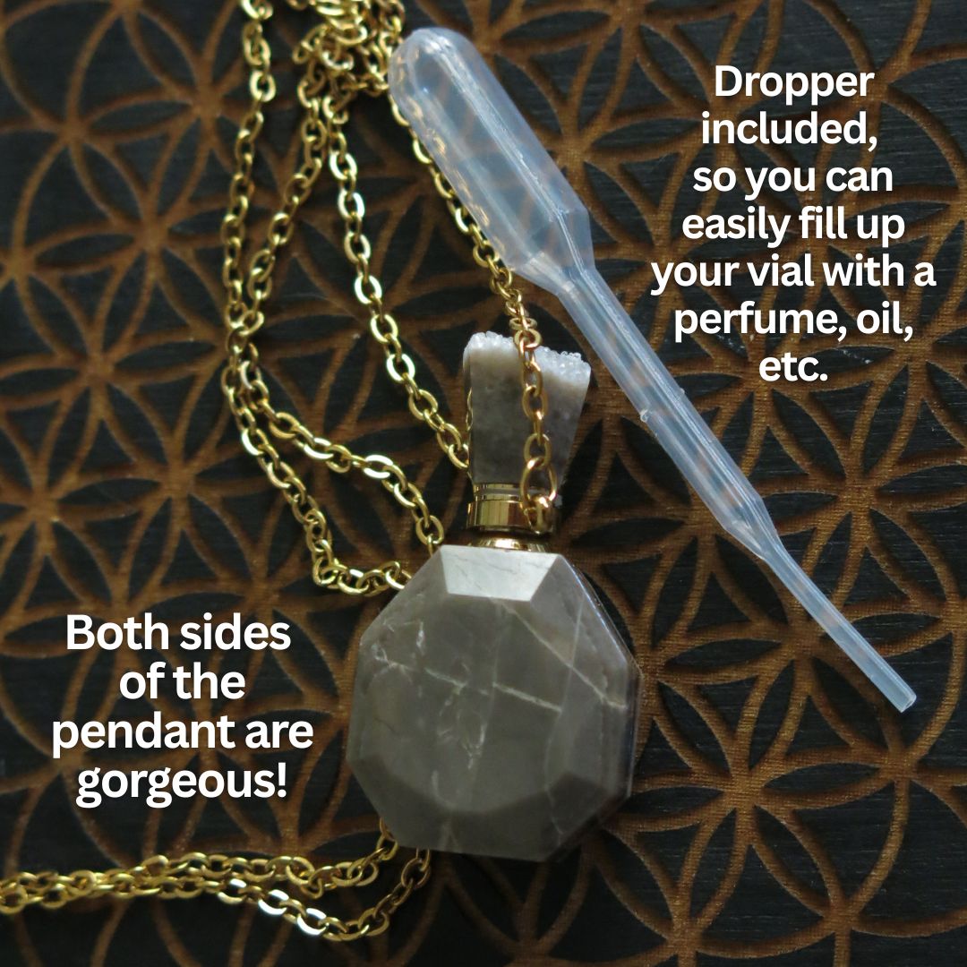 Agate Perfume / Oil Vial Necklace