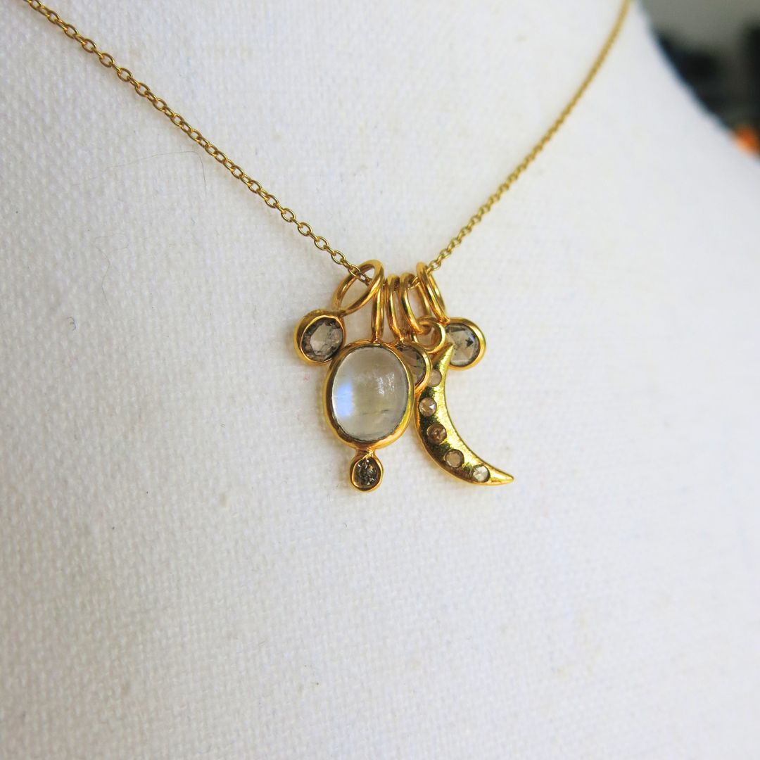 Celestial Kisses- Rose cut Salt and Pepper Diamond Charms