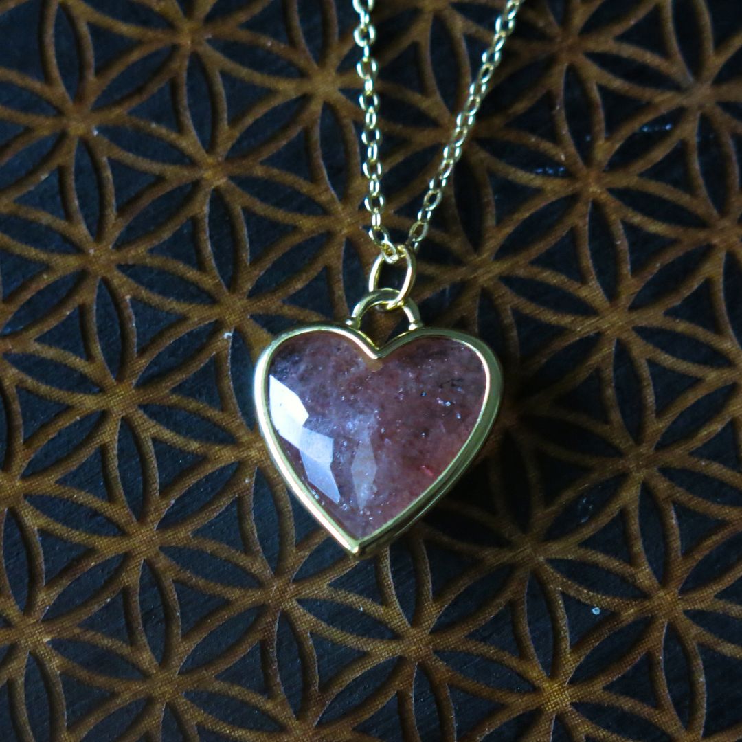 Pick your Necklace- Strawberry Quartz or Amethyst Heart Necklace