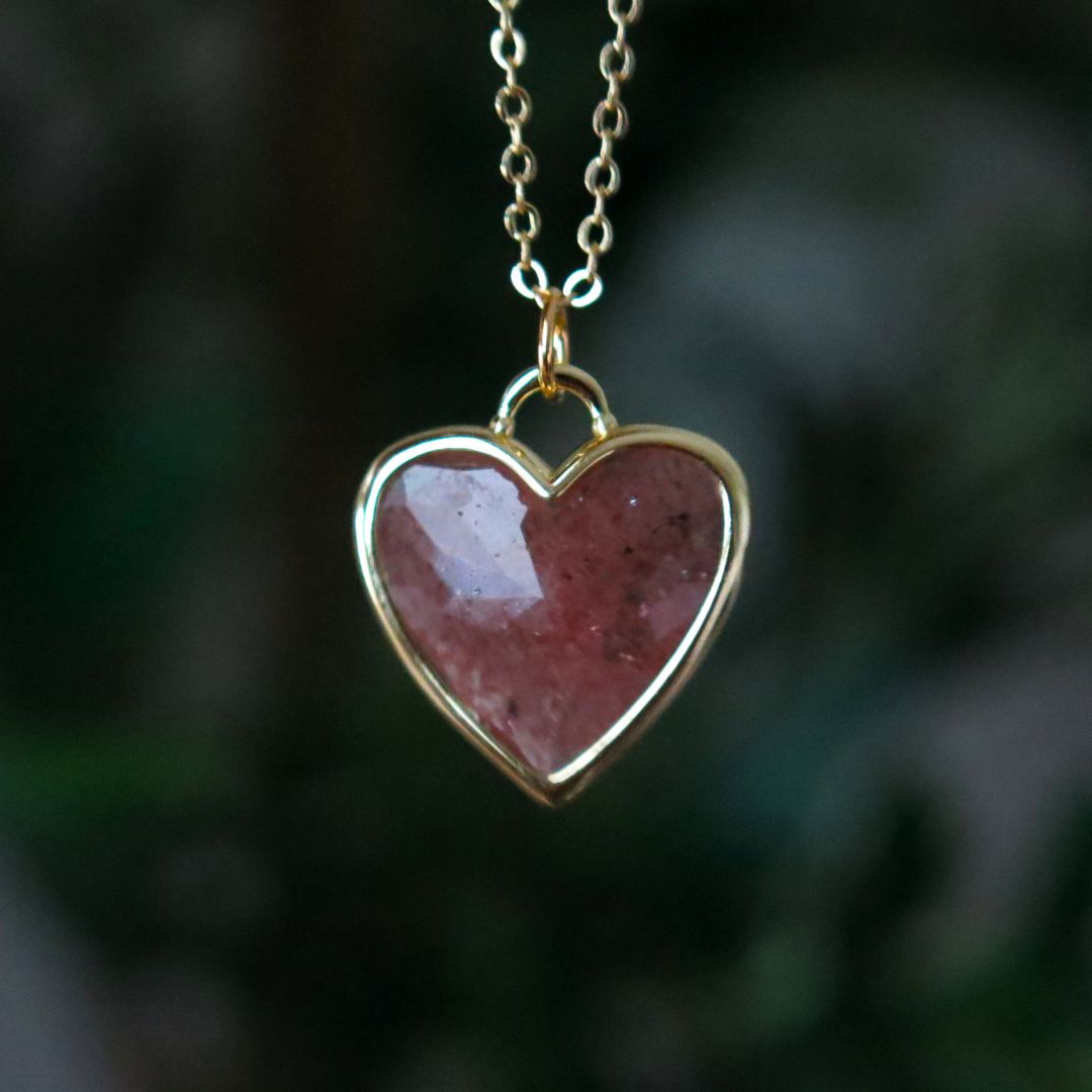 Pick your Necklace- Strawberry Quartz or Amethyst Heart Necklace