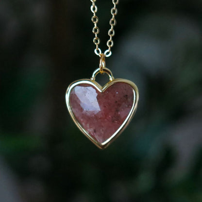 Pick your Necklace- Strawberry Quartz or Amethyst Heart Necklace