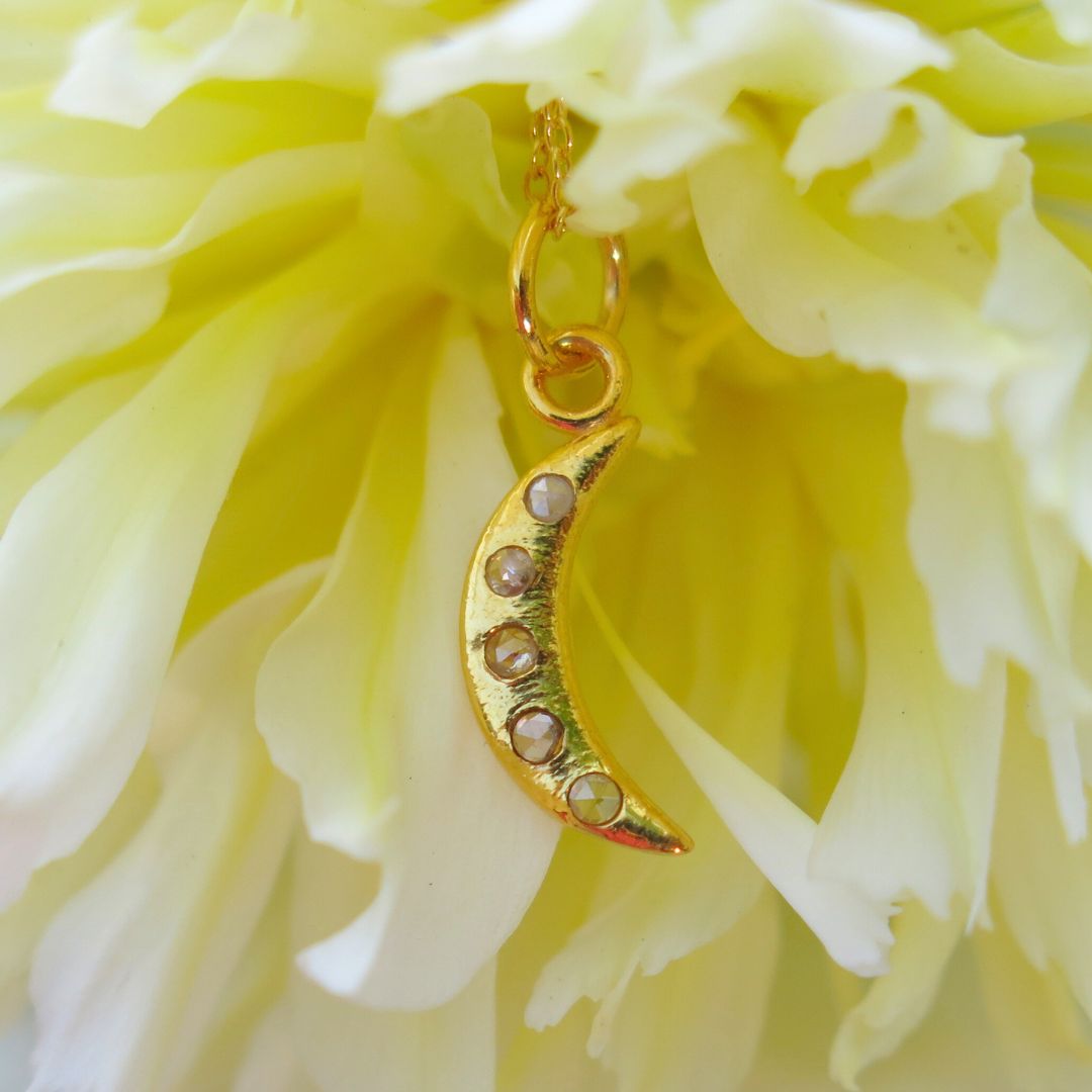 Nocturne Pendant- 14k Gold, Salt and Pepper Diamonds