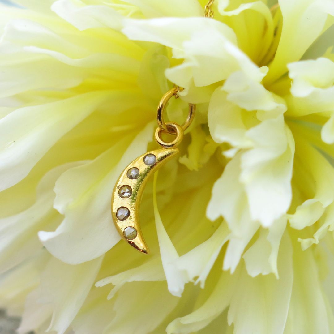 Nocturne Pendant- 14k Gold, Salt and Pepper Diamonds