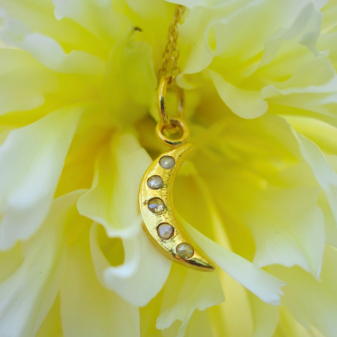 Nocturne Pendant- 14k Gold, Salt and Pepper Diamonds