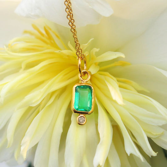 Seraphim-Emerald, Diamond, and 14k Gold Pendant