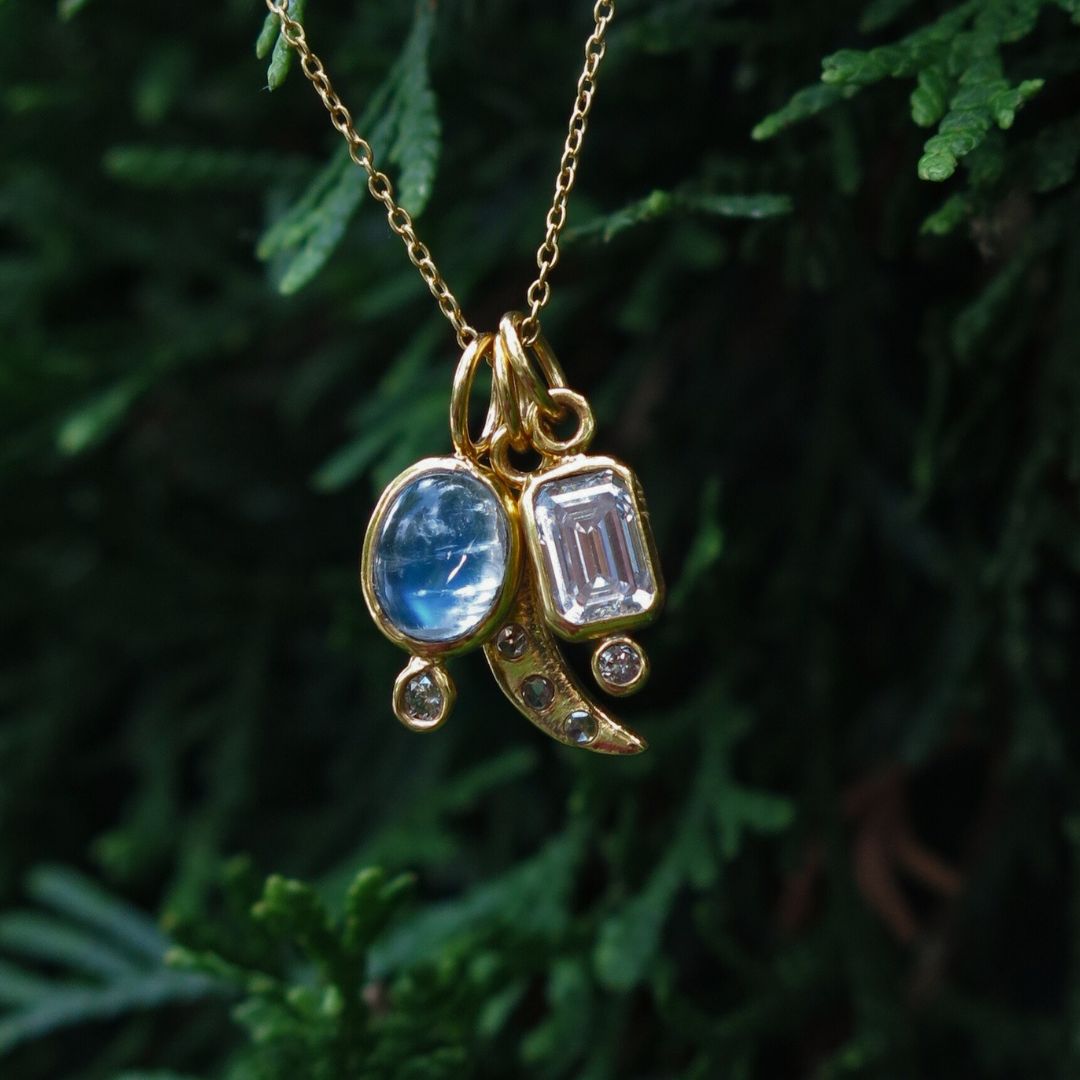 Rayne-Moissanite, Diamond, and 14k Gold Pendant