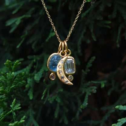 Nocturne Pendant- 14k Gold, Salt and Pepper Diamonds