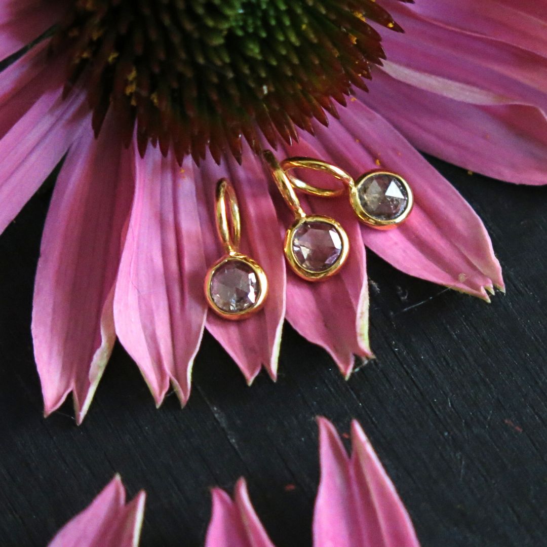 Celestial Kisses- Rose cut Salt and Pepper Diamond Charms