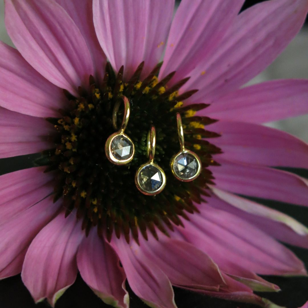 Celestial Kisses- Rose cut Salt and Pepper Diamond Charms
