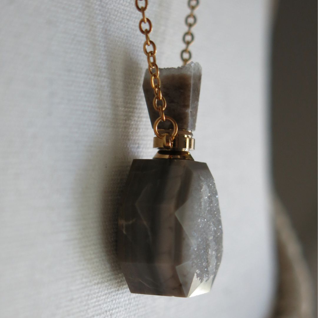 Agate Perfume / Oil Vial Necklace