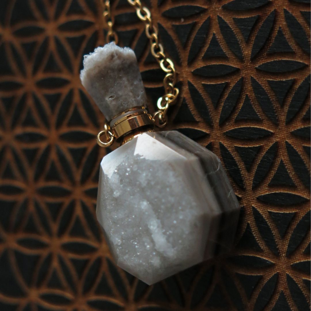 Agate Perfume / Oil Vial Necklace