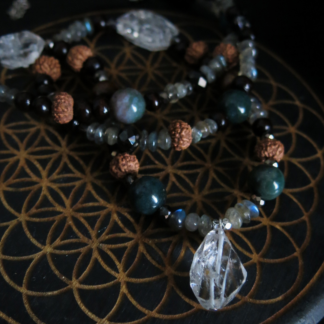 Earthen- Payson Diamonds, Jasper, Rudraksha Necklace