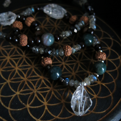 Earthen- Payson Diamonds, Jasper, Rudraksha Necklace