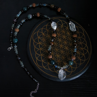 Earthen- Payson Diamonds, Jasper, Rudraksha Necklace