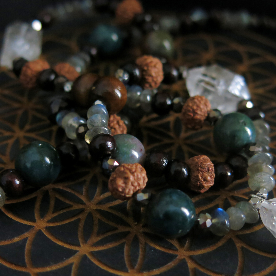 Earthen- Payson Diamonds, Jasper, Rudraksha Necklace