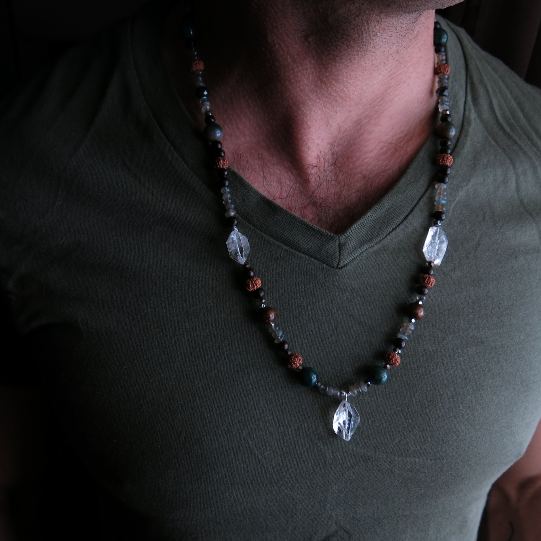 Earthen- Payson Diamonds, Jasper, Rudraksha Necklace