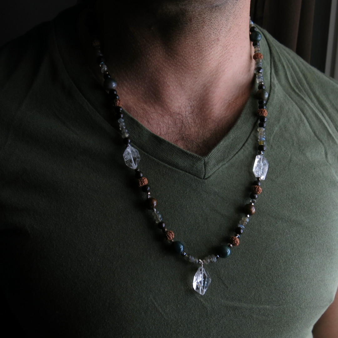 Earthen- Payson Diamonds, Jasper, Rudraksha Necklace