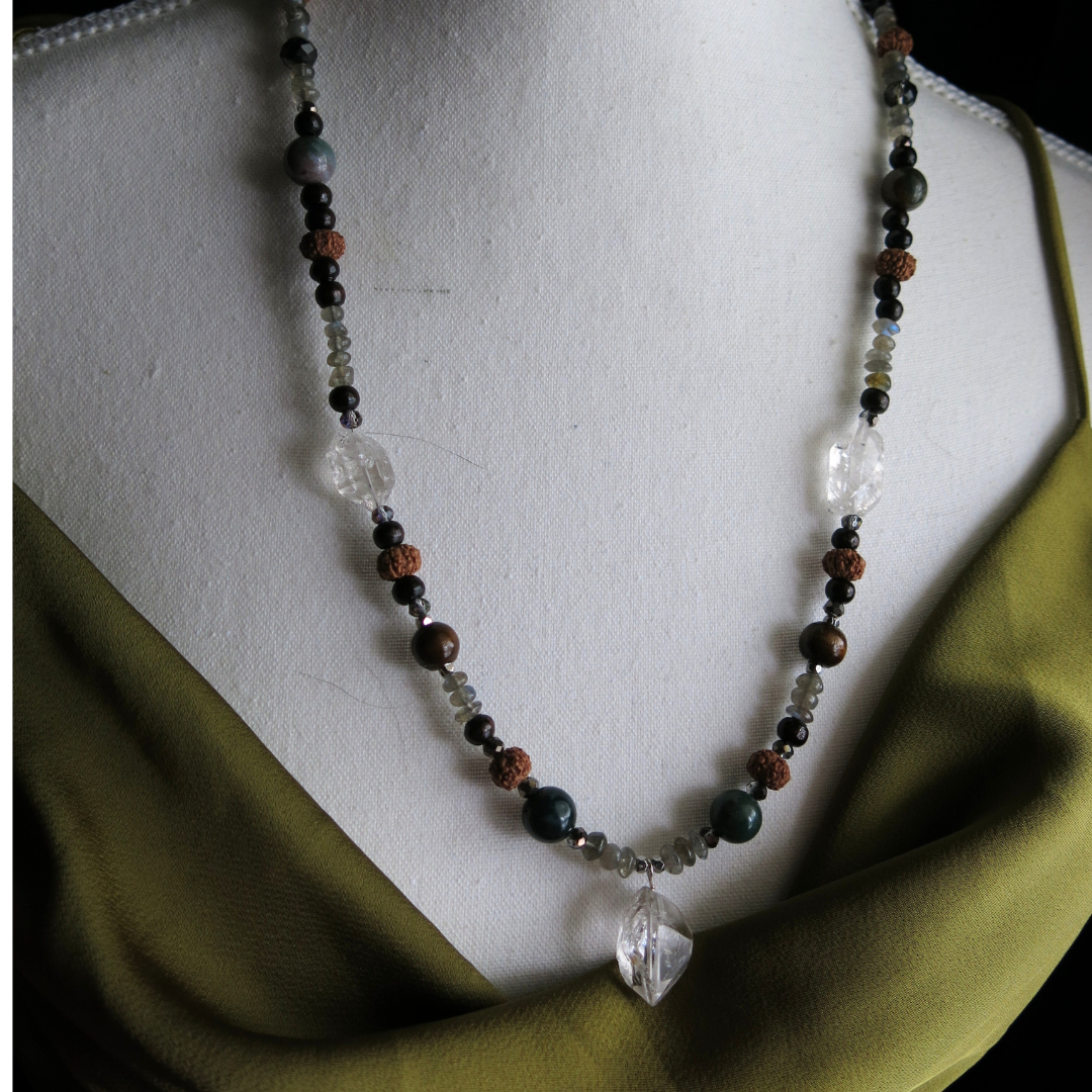 Earthen- Payson Diamonds, Jasper, Rudraksha Necklace
