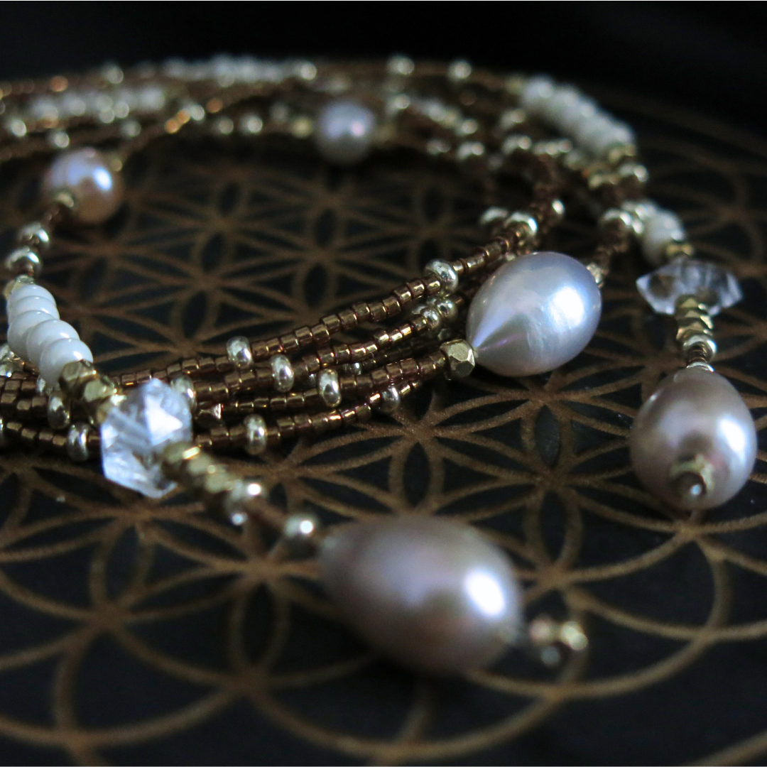 Aphrodite's Muse- Sevayya Wrap Necklace Freshwater Pearls