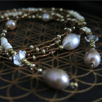 Aphrodite's Muse- Sevayya Wrap Necklace Freshwater Pearls