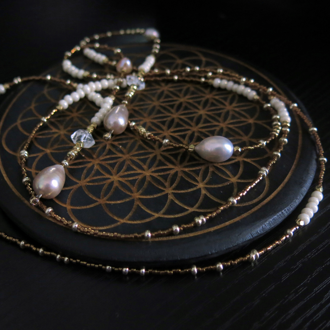 Aphrodite's Muse- Sevayya Wrap Necklace Freshwater Pearls