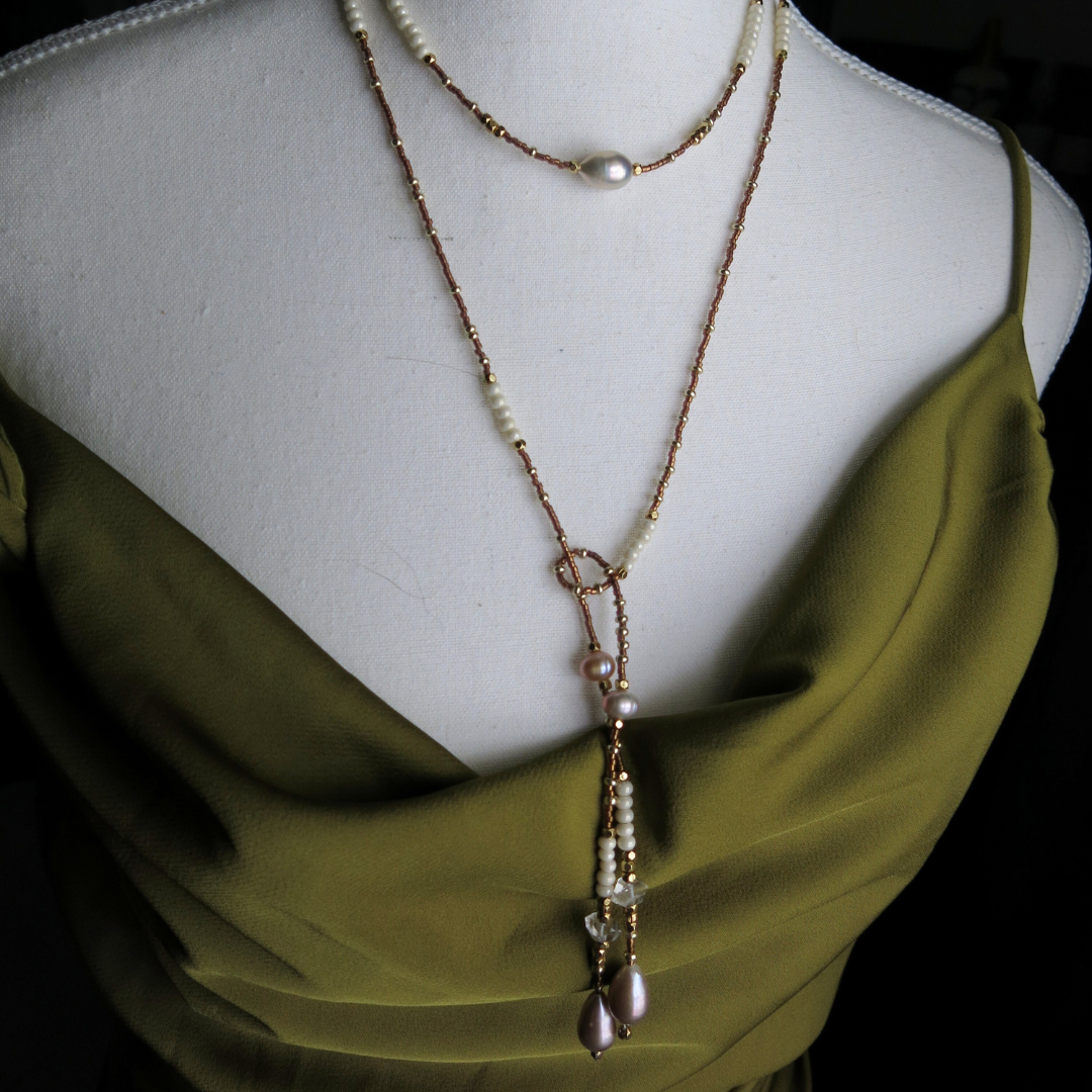 Aphrodite's Muse- Sevayya Wrap Necklace Freshwater Pearls