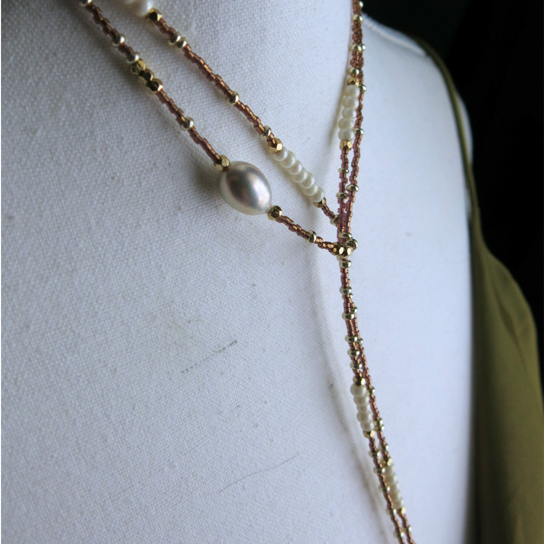 Aphrodite's Muse- Sevayya Wrap Necklace Freshwater Pearls