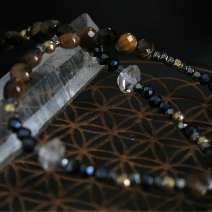 I am PROTECTED- Hematite, Tiger's Eye, Payson Diamond Necklace