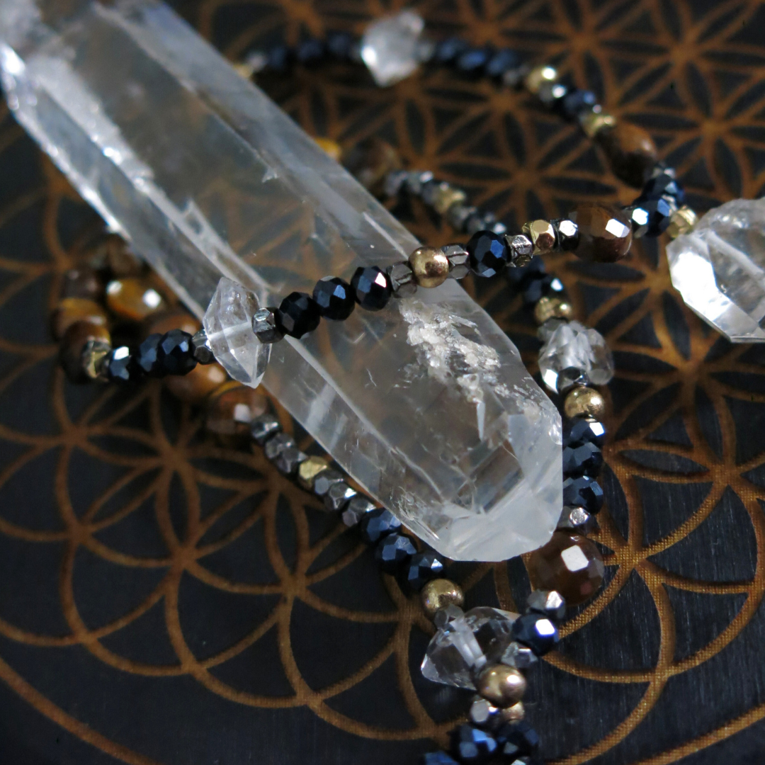 I am PROTECTED- Hematite, Tiger's Eye, Payson Diamond Necklace