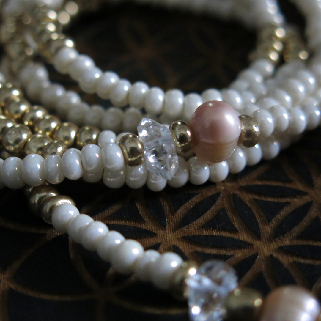 I am LOVE- Rose Quartz and Aquamarine Sevayya Wrap Necklace