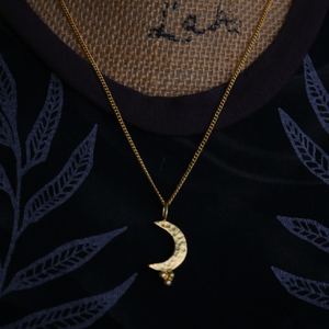 Golden Shimmering Moon Necklace