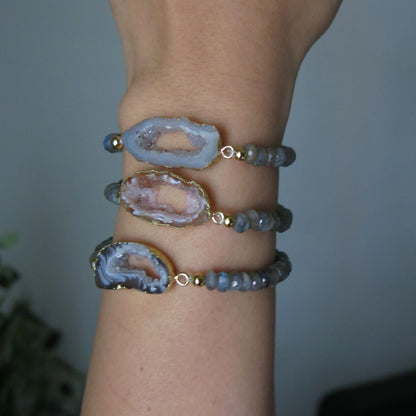 Pick your Bracelet- Slice of the Cosmos Labradorite and Agate Bracelet