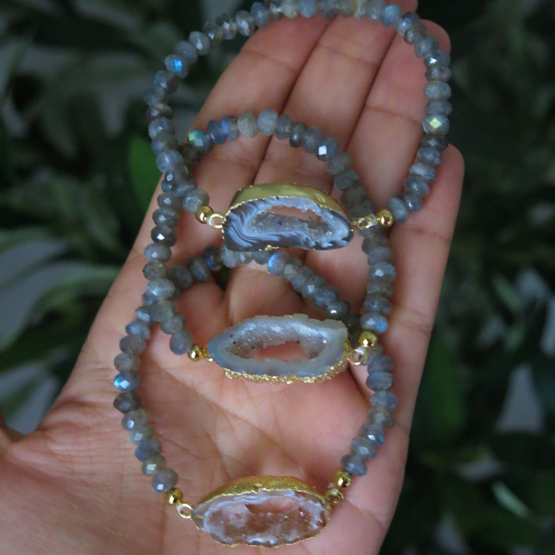 Pick your Bracelet- Slice of the Cosmos Labradorite and Agate Bracelet