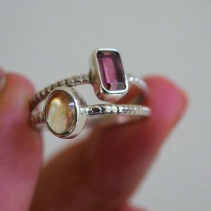 Pink Tourmaline and Congan Citrine Size 6.5 Rings