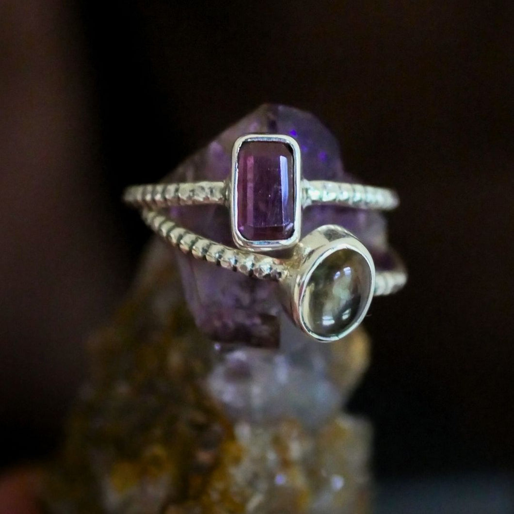 Pink Tourmaline and Congan Citrine Size 6.5 Rings