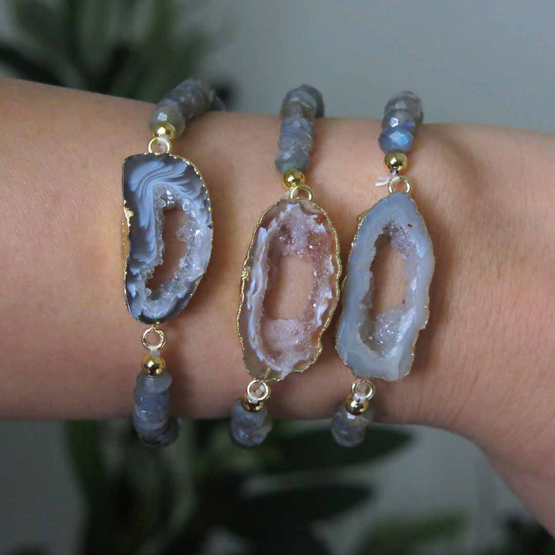 Pick your Bracelet- Slice of the Cosmos Labradorite and Agate Bracelet