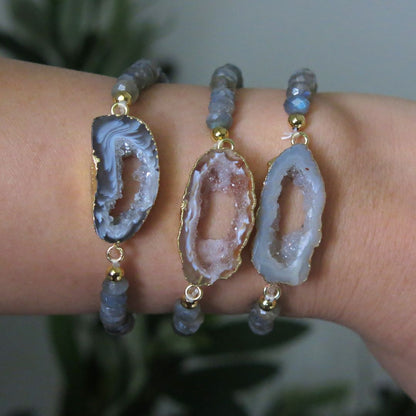Pick your Bracelet- Slice of the Cosmos Labradorite and Agate Bracelet