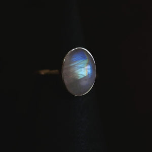 Moonlit- Rainbow Moonstone size 8 Ring