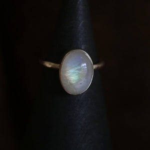 Moonlit- Rainbow Moonstone size 8 Ring