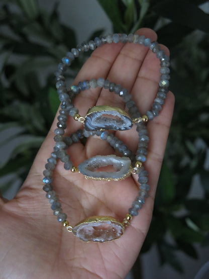 Pick your Bracelet- Slice of the Cosmos Labradorite and Agate Bracelet