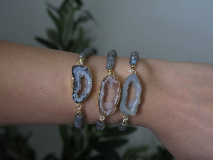 Pick your Bracelet- Slice of the Cosmos Labradorite and Agate Bracelet